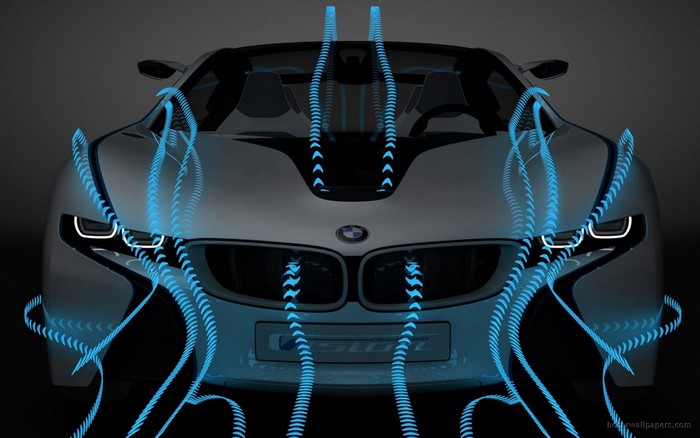 BMW i8 with aerodynamic visualization