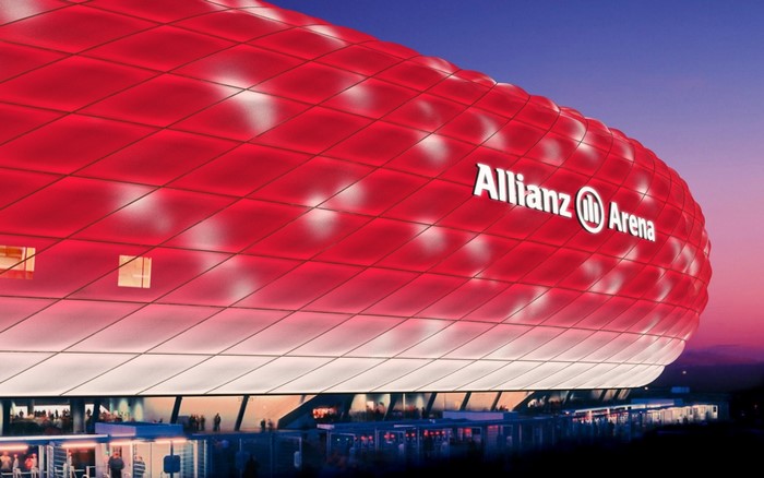 Allianz Arena stadium at dusk