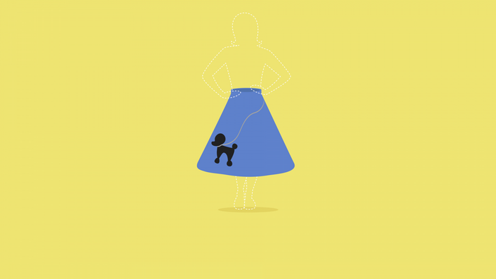 Illustration of a poodle skirt with a poodle design