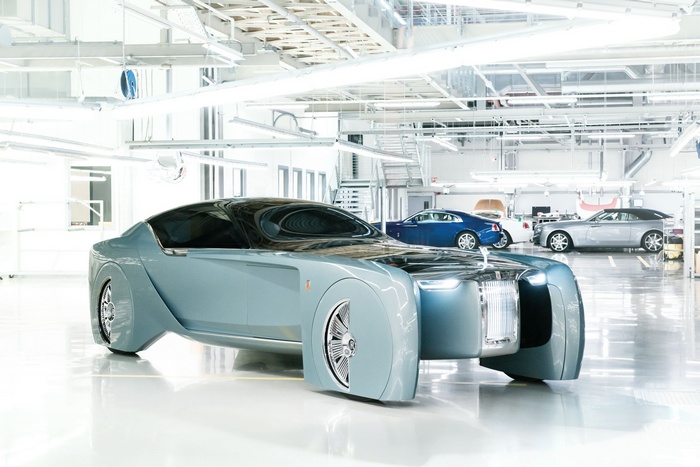 Rolls-Royce Vision Next 100 concept car in a factory