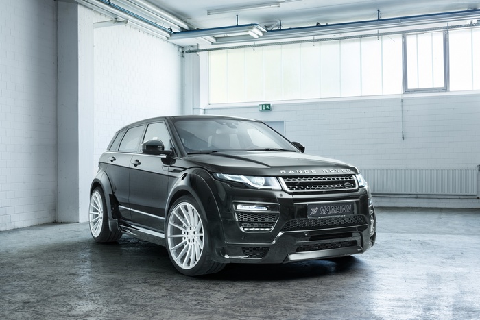 Black Hamann Range Rover Evoque in garage
