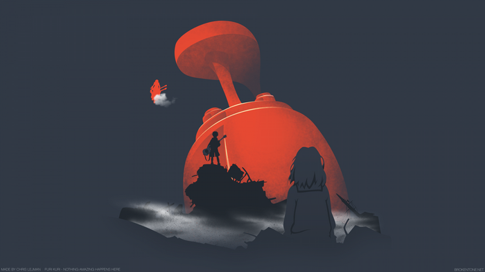 Naota and Haruko from FLCL with giant red object