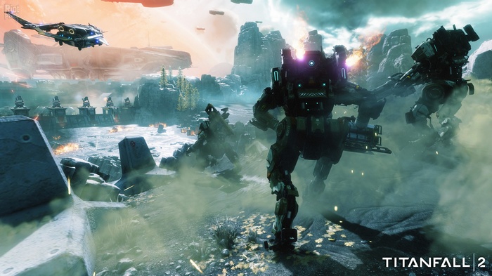 Titans from Titanfall 2 in a battle