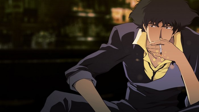 Spike Spiegel from Cowboy Bebop smoking