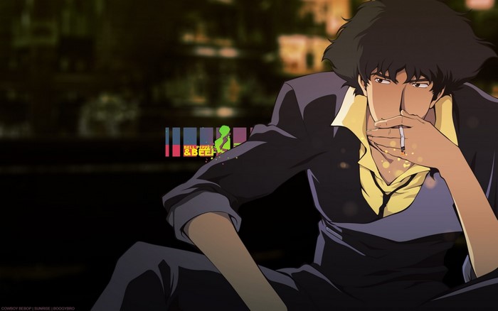 Spike Spiegel from Cowboy Bebop smoking