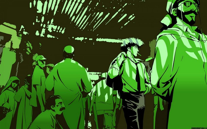 Spike Spiegel from Cowboy Bebop in a crowd