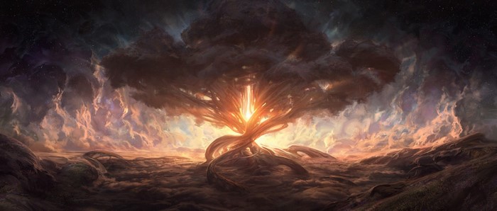 Fantasy Tree of Life with Cosmic Clouds