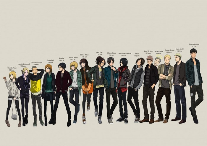 Attack on Titan Characters Height Chart