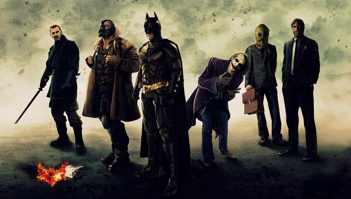 Batman and villains from The Dark Knight Rises and The Dark Knight