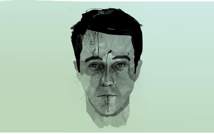 Illustration of Edward Norton's face with paint splatters