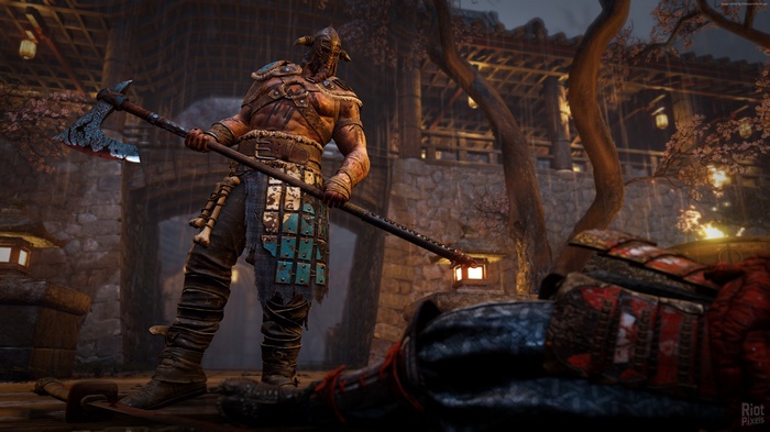 For Honor Viking Warrior with Axe over Fallen Samurai