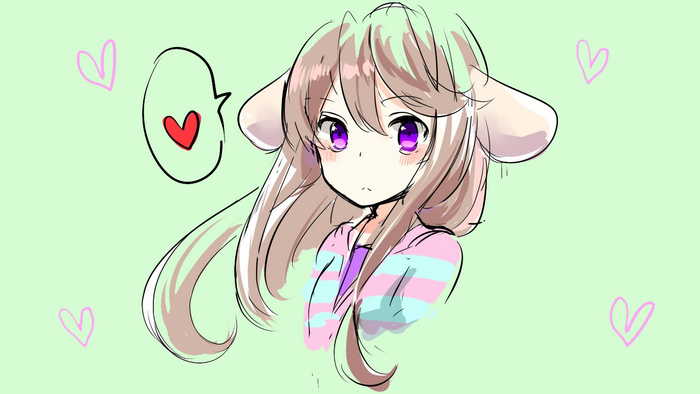Anime girl with purple eyes and goat ears