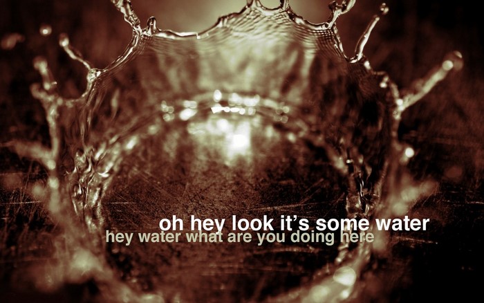 Water splash with text