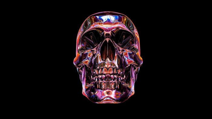 Chrome Skull with Colorful Reflections
