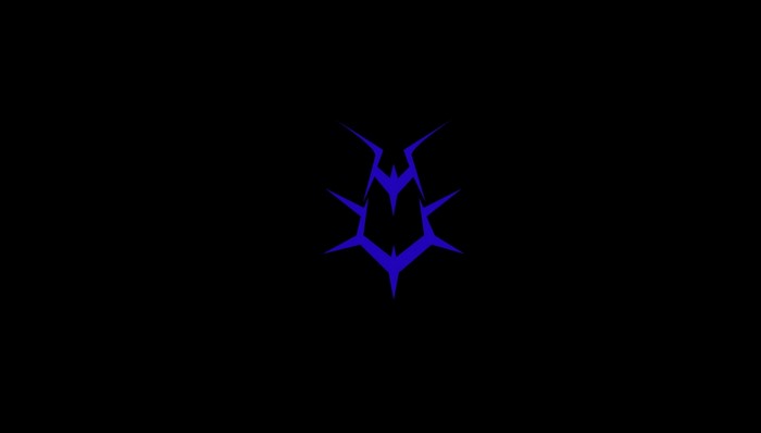 Abstract blue symbol on black background