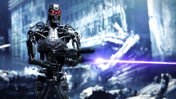 Terminator action figure firing a weapon