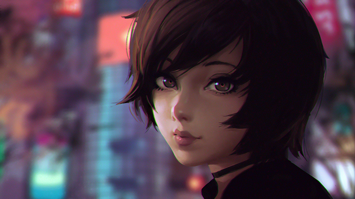 1085872 Anime Black Hair Ilya Kuvshinov Color Girl Beauty Eye Lady Darkness Screenshot 