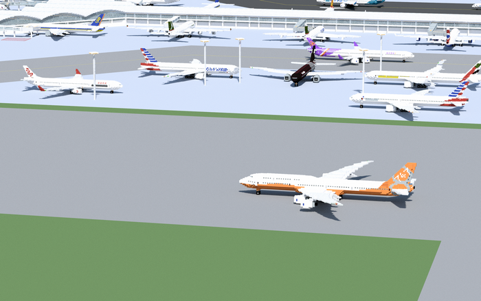 Airplanes at a 3D block airport