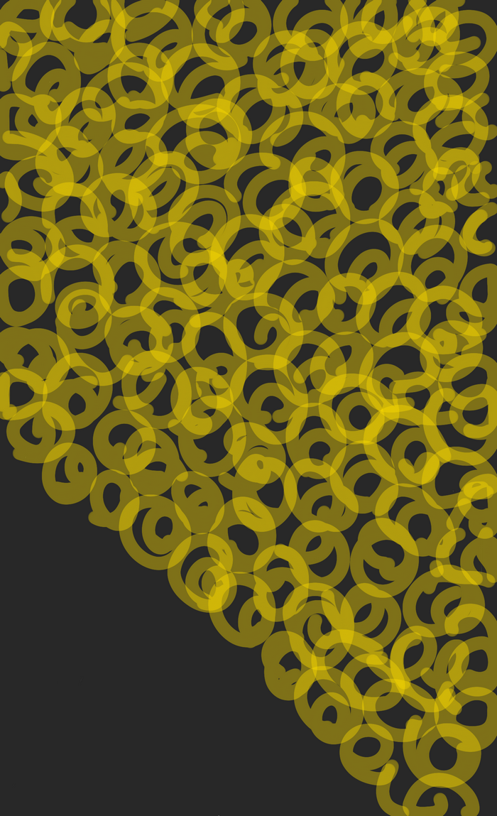 Yellow circular pattern on dark background