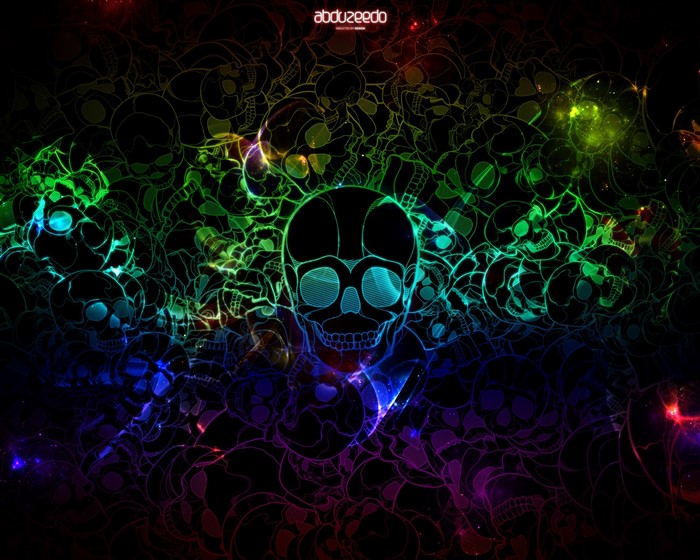 Abstract skull illustration with rainbow colors