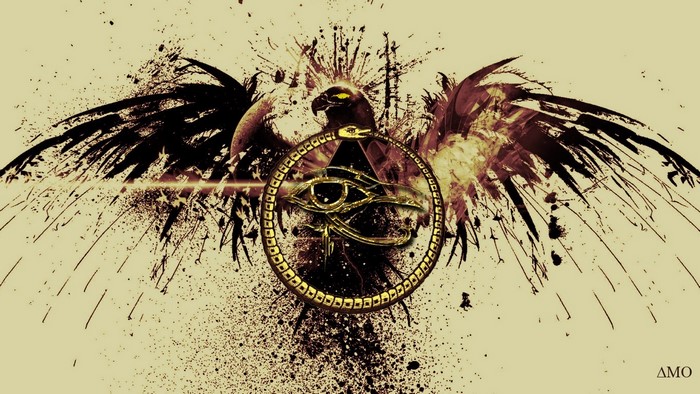Eagle with Ouroboros and Eye of Horus symbol
