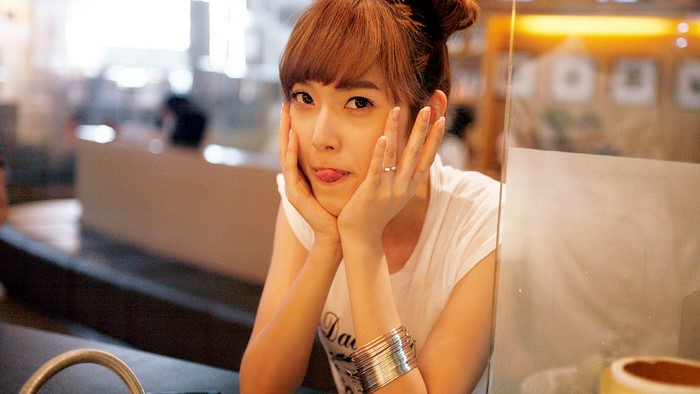 Jessica Jung from Girls Generation sticking her tongue out