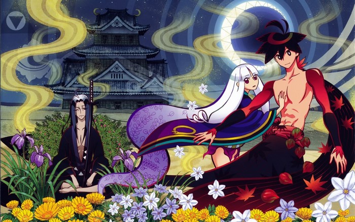 Katanagatari illustration with Togame and Shichika Yasuri