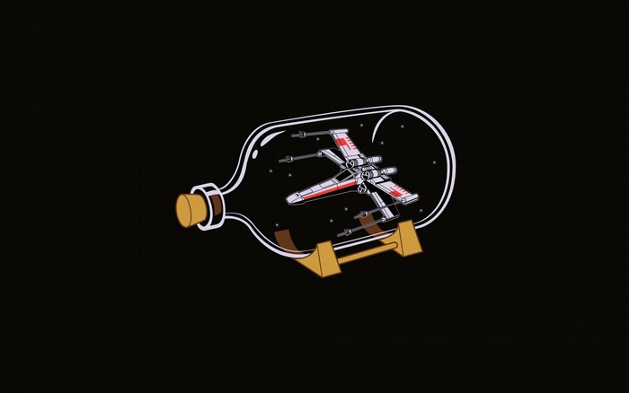 X-wing starfighter in a bottle