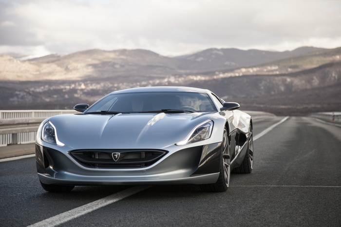 Rimac Concept 1 electric supercar on a road