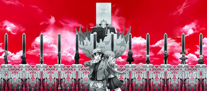 Mirai Nikki: Amano Yukiteru and Gasai Yuno on a Stage