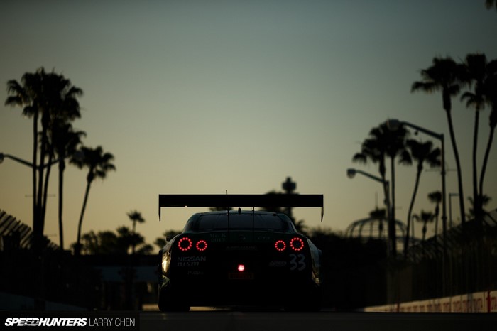 Nissan GT-R NISMO race car at sunset