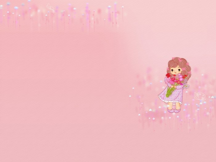 Anime girl holding a bouquet of flowers