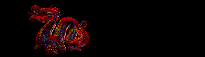3D rendered dragon sculpture with iridescent colors