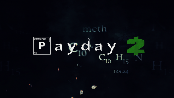 Payday 2 title screen with chemical elements