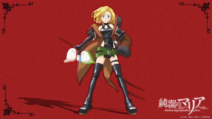 Maria from Junketsu no Maria holding ghost-like creatures