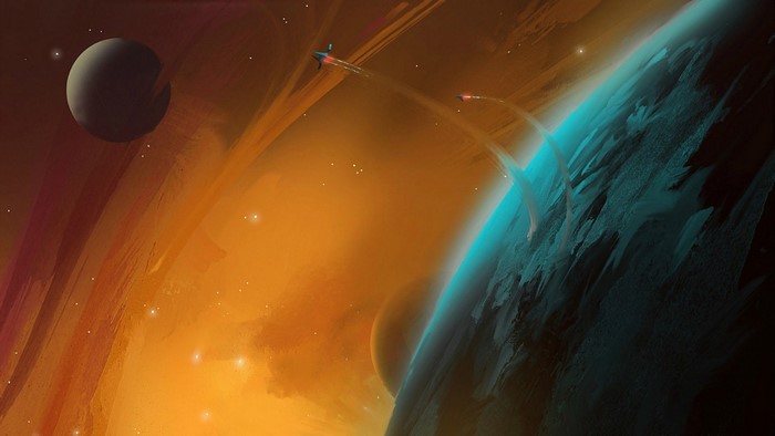Spaceships near planets in outer space