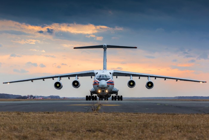 Ilyushin Il-76 military transport aircraft on tarmac