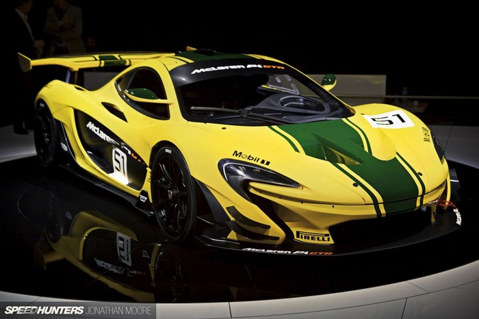 Yellow and green McLaren P1 GTR race car