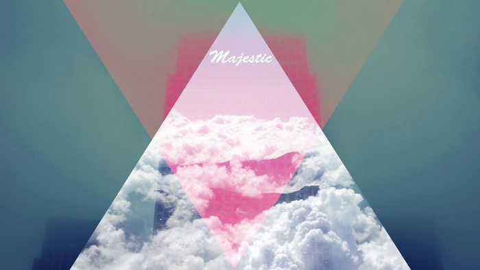 Majestic Triangle Over Clouds and Skyscrapers