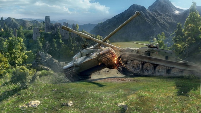 Tanks in combat in World of Tanks