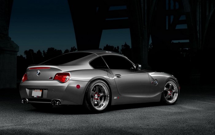Silver BMW Z4 Coupe with custom wheels