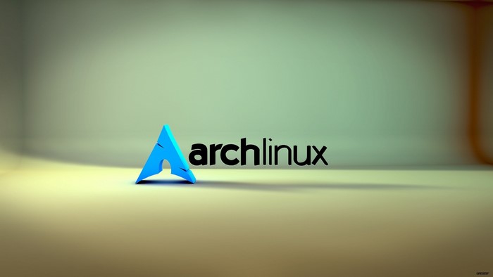Arch Linux logo and text on a minimalist background