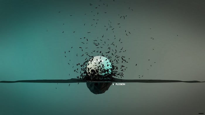 Abstract sphere explosion with reflection