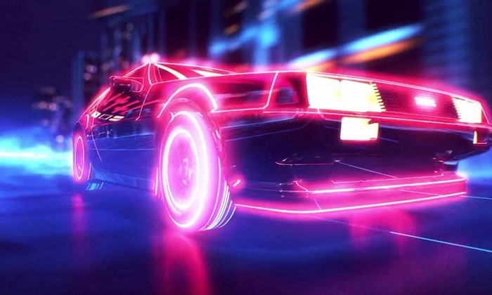 synthwave, car, DeLorean, neon, vehicle, purple, HD Wallpaper | Rare ...