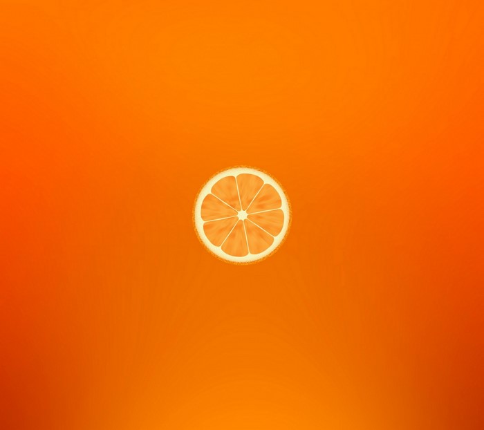 Minimalist orange slice on orange background