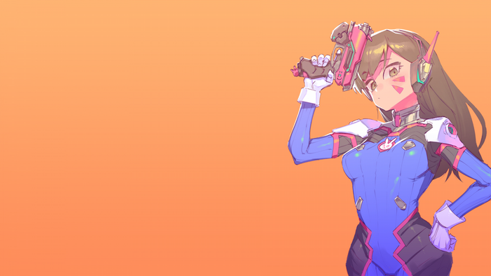 D.Va from Overwatch holding a pink gun