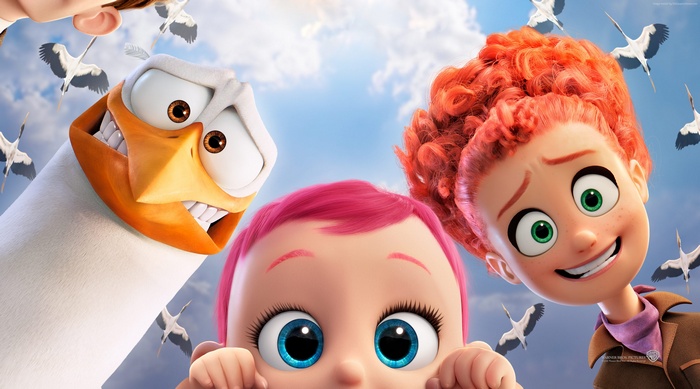 Storks movie poster with characters