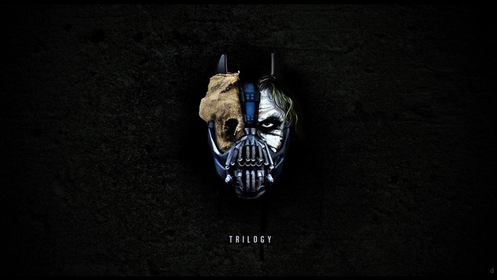 Bane, Joker, and Batman masks from The Dark Knight Trilogy