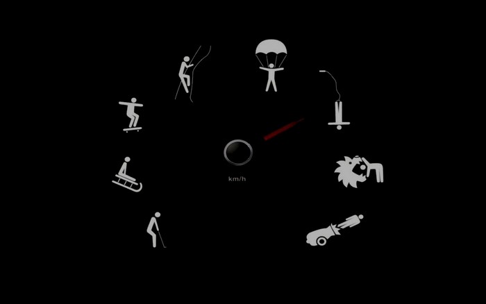 Dashboard with extreme sports icons