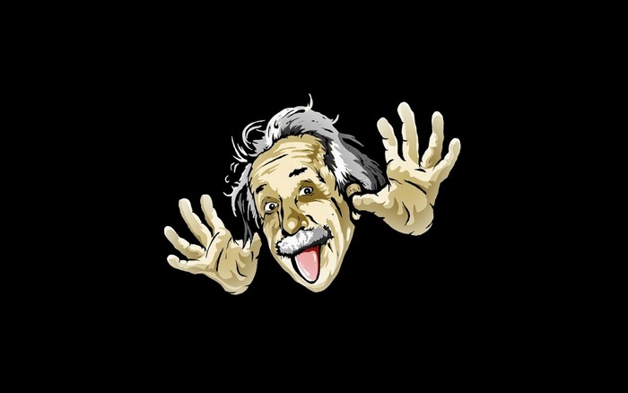 Cartoon Albert Einstein making a funny face